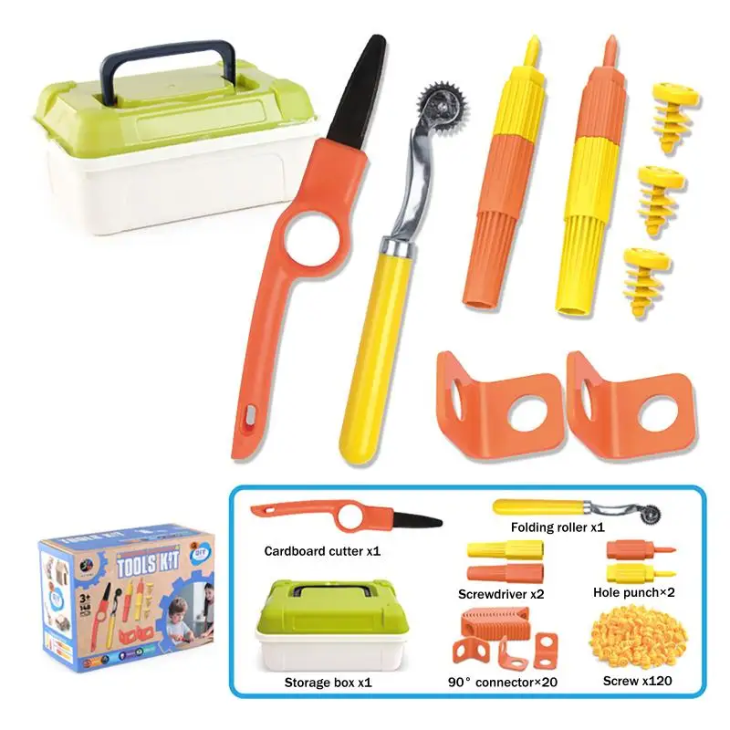 

Детский картонный набор игрушек «сделай сам» с резаком, ящик для инструментов, развивающие игрушки для малышей, интерактивные игрушки для родителей и детей, подарки для детей
