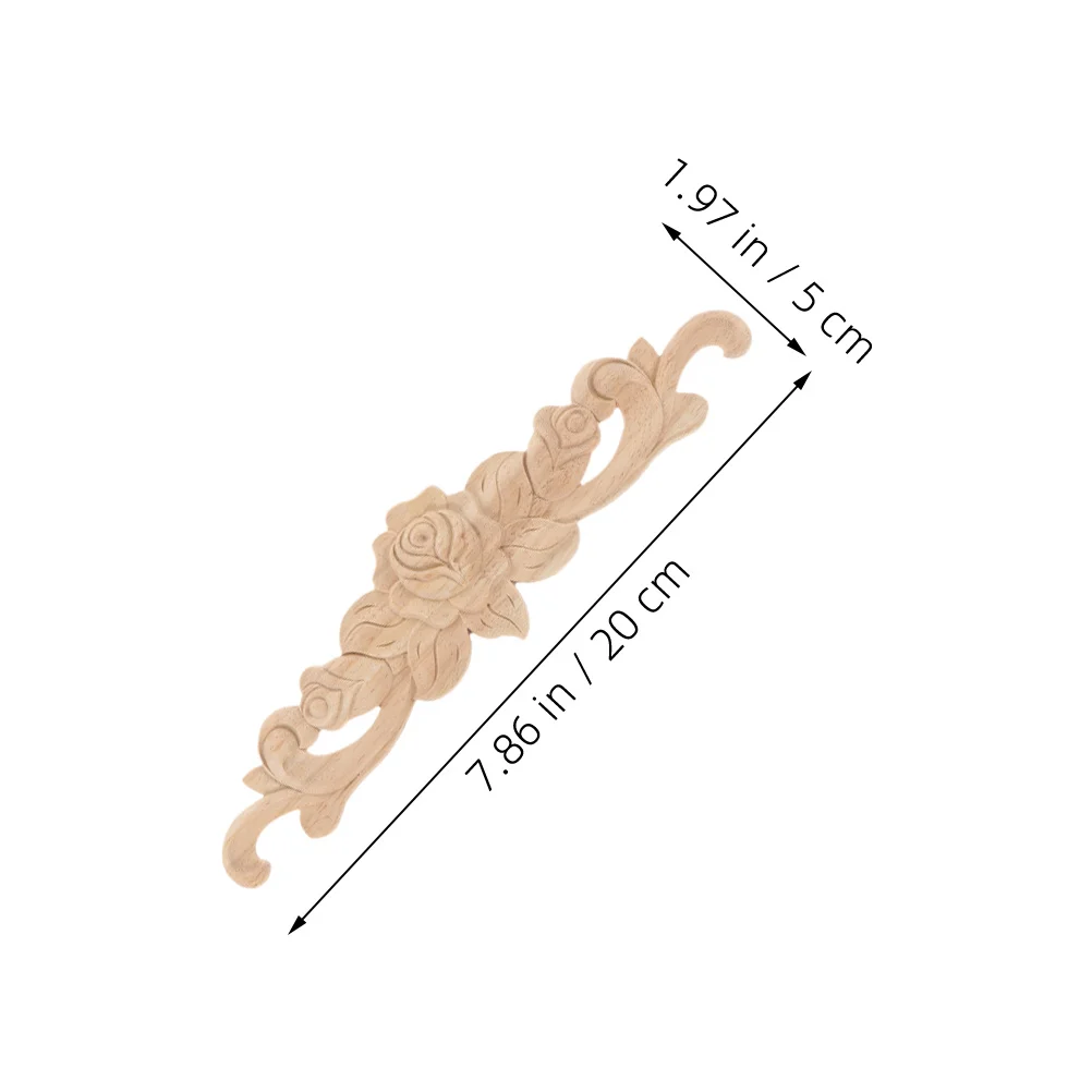 6 pezzi di applique intagliate in legno durevoli, design floreale non verniciato per mobili, progetti di decorazioni fai da te, applique in legno intagliato