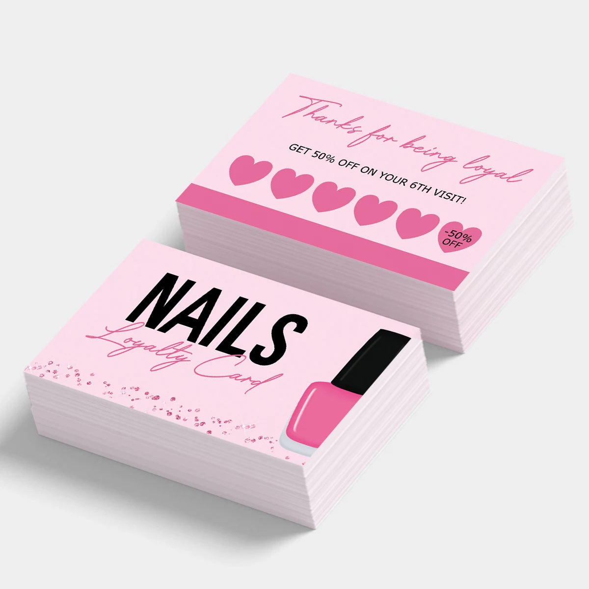 50Pcs Nail Loyalty Card  Nail Salon Polish Manicurist Business Card Press on Nail Discount Cards Wholesale