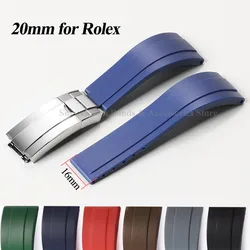 20mm Rubber Watch Strap for Rolex for Submariner for Daytona Waterproof Wrist Band Metal Folding Buckle Diver Silicone Bracelet