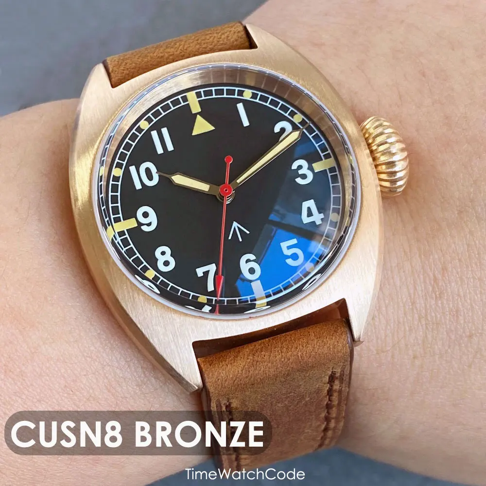 

Tandorio Retro Men Watch Pilot Watches CUSN8 Solid Bronze NH35 Automatic Movt Diving 200m Waterproof Luminous AR Sapphire 36mm