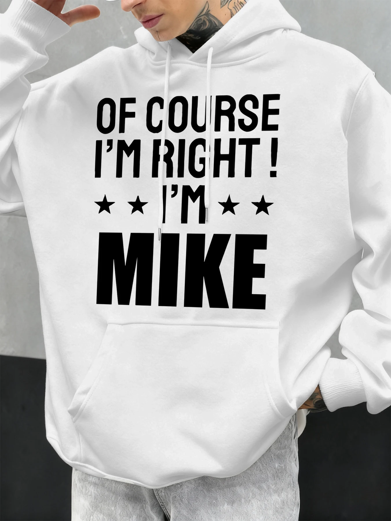 بالطبع أنا على حق أنا مايك نمط رجل هوديي لينة فضفاضة البلوز الخريف الصوف هوديس جيب متعدد الألوان موضة الشارع الشهير