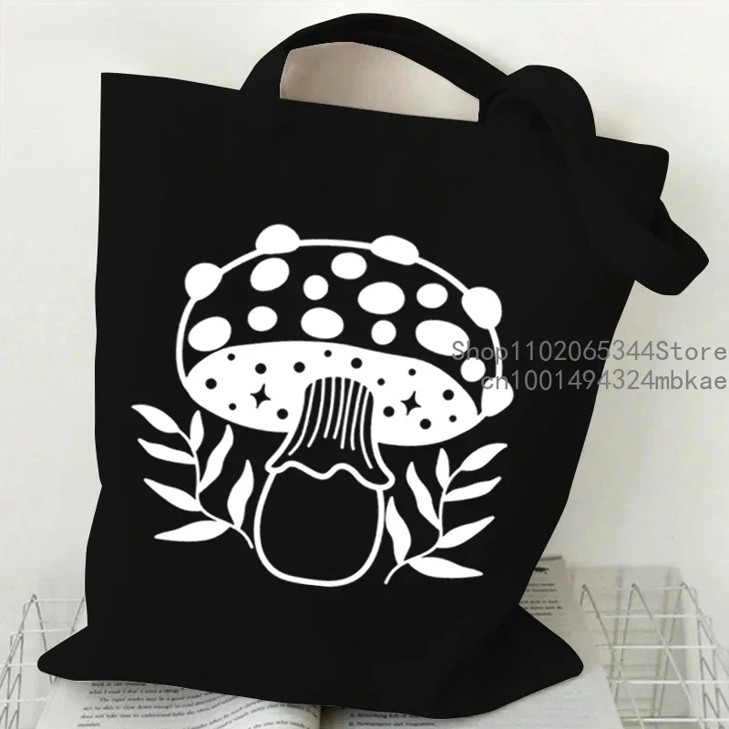 Shoulder Bag Vintage Sun Moon Butterfly Canvas Tote Bag Women Mushroom Series Shopping Bag Plant Style Student Mushroom Handbags