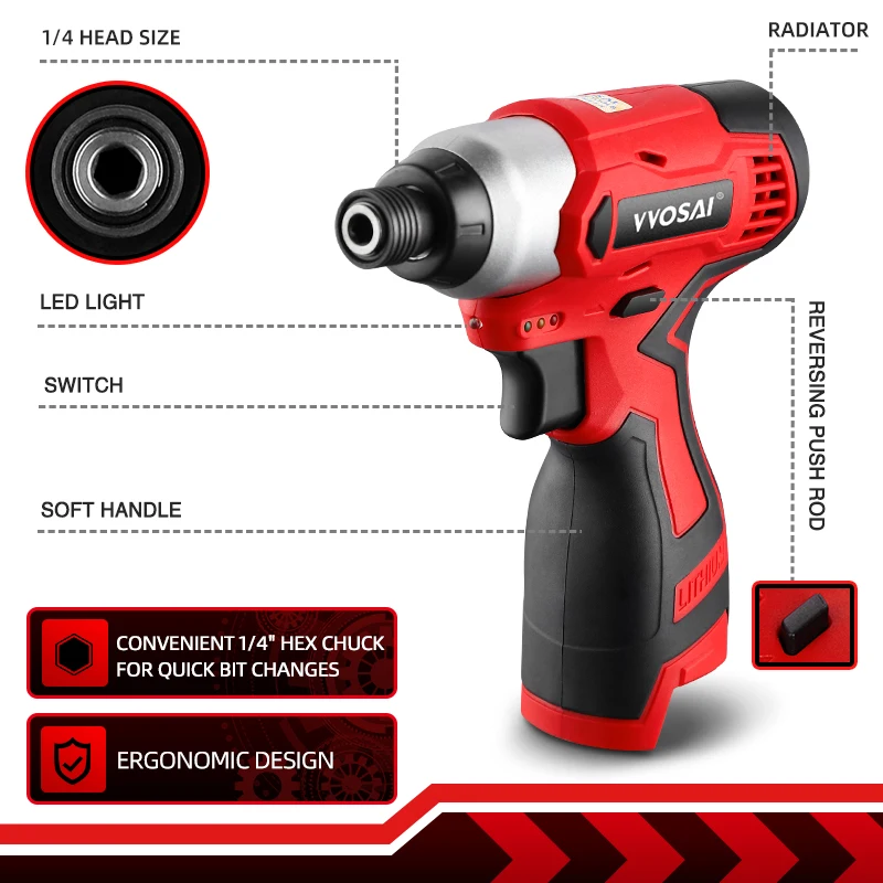 VVOSAI 100N.m MT-SER 16V Electric Drill Screwdriver impact Driver cordless drill Household Multifunction Hit Power Tools