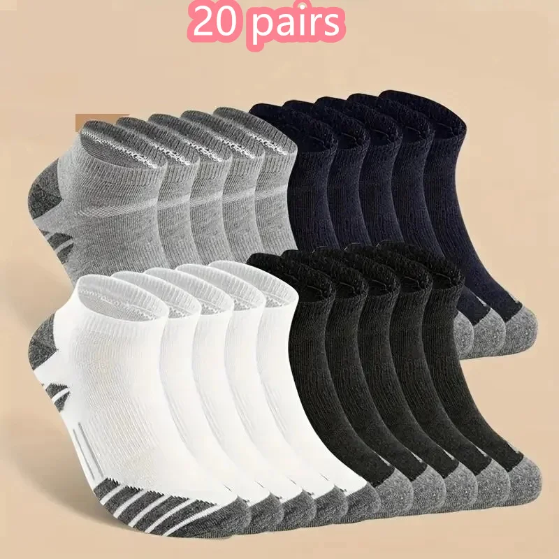 1/10/20 Pairs Ankle Athletic Running Socks Cushioned Cotton Breathable Low Cut Sports Tab Socks For Men And Women