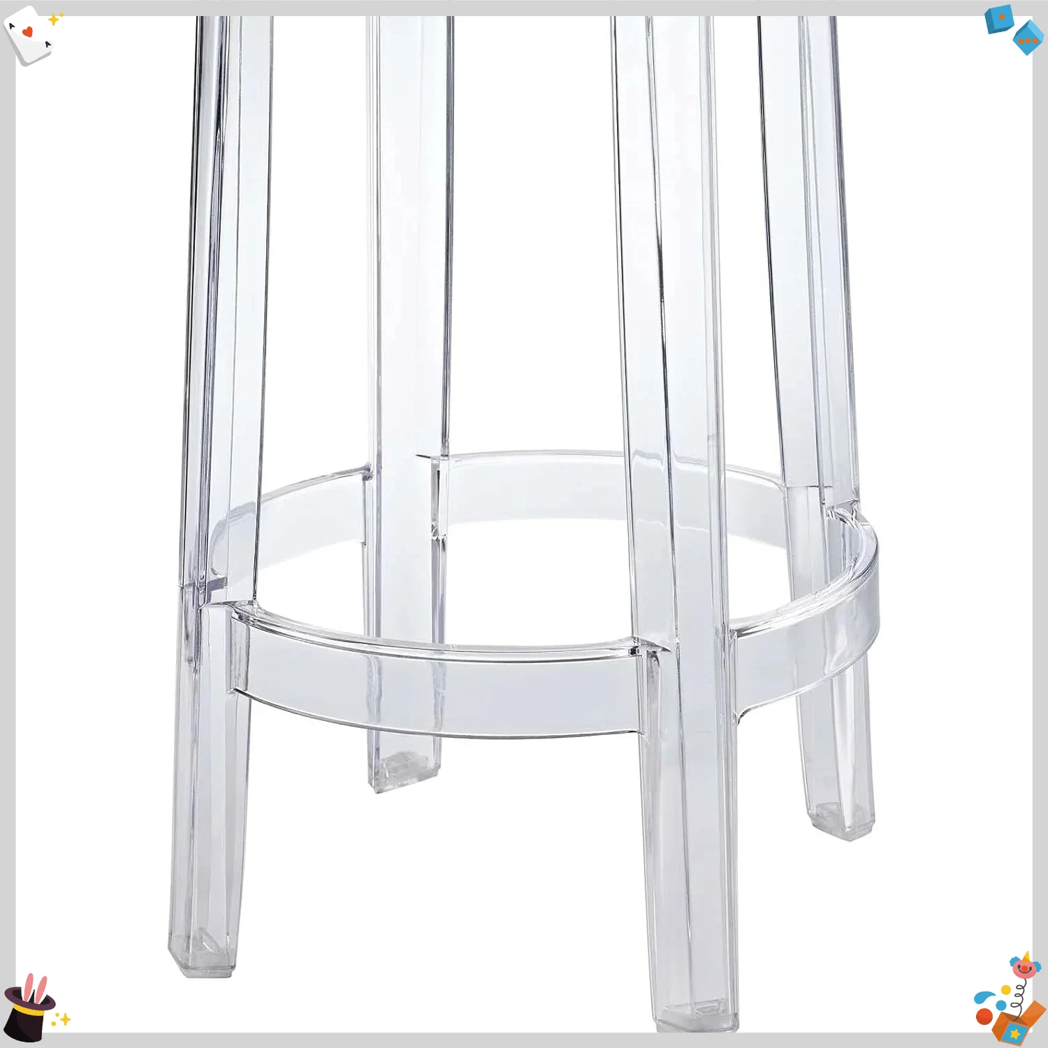 Modern Acrylic Counter Bar Stool in Clear - Fully Assembled