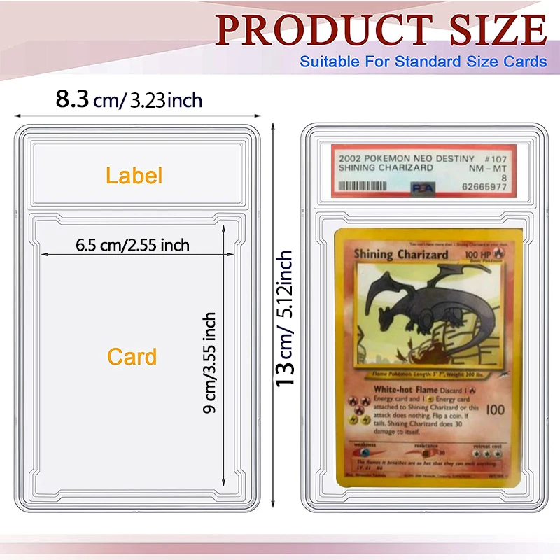 1Pcs 35pt Cards Slab PSA Toy Baseball Star Card Sleeves Protector Stands Acrylic Plastic Game Grade PTCG Trading Gift 90x65mm