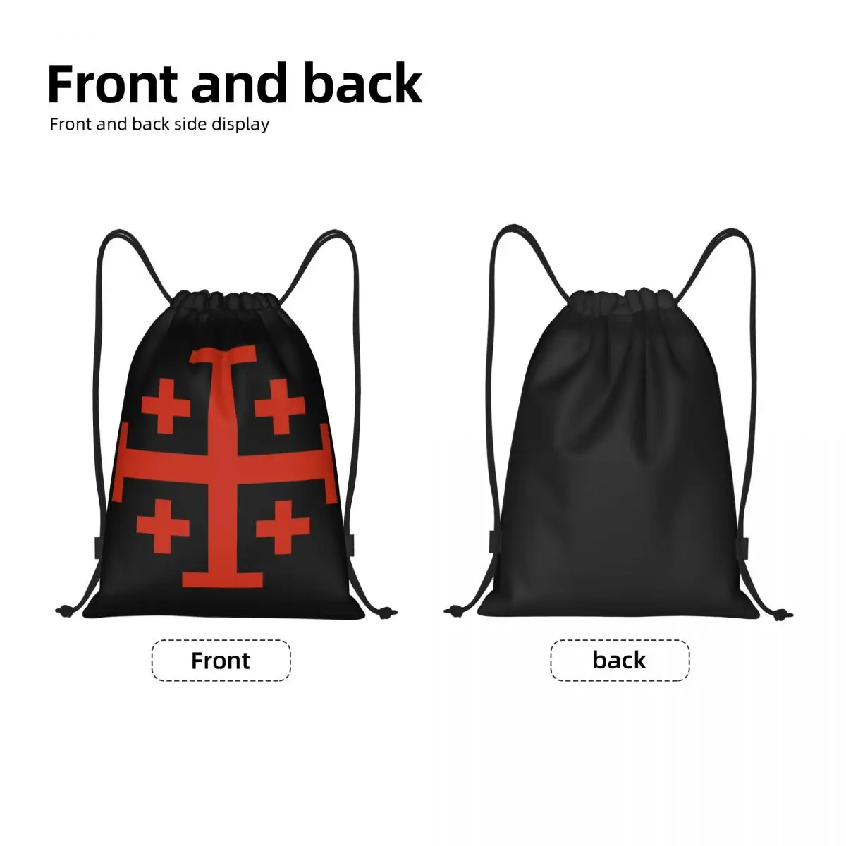 Templar Knight Jerusalem Cross Seal Medieval Warrior Symbol Drawstring Bags for Training Yoga Backpacks Men Sports Gym Sackpack