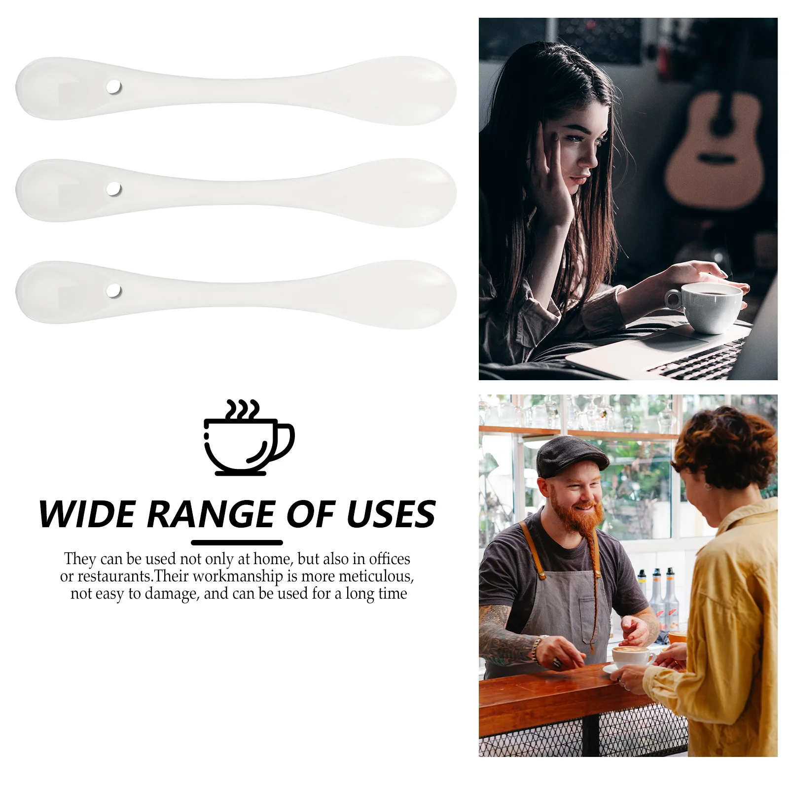 

6Pcs Ceramic Spoons for Coffee Tea Desserts Stylish Kitchen Accessories White Dessert Cake Spoons Household Supplies