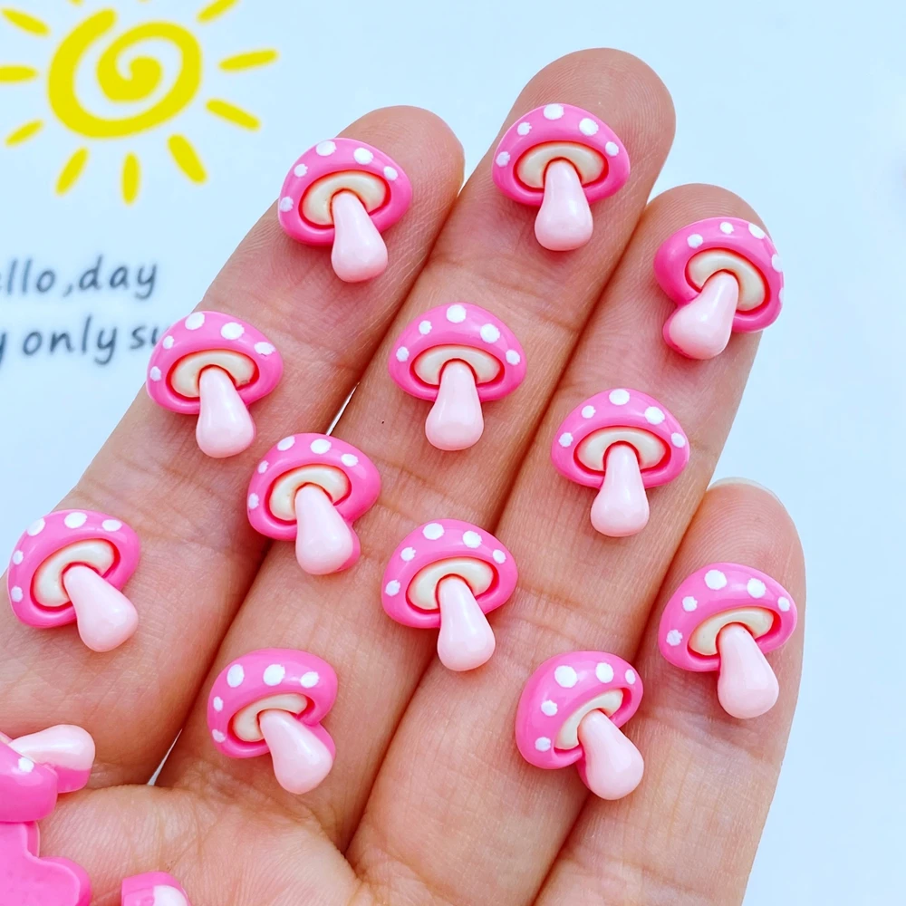 30Pcs DIY Cartoon MiniCute Mushroom Shape Nail Art Decorations Resin Rhinestones 3D Nail Jewelry Charms For Nail Tips