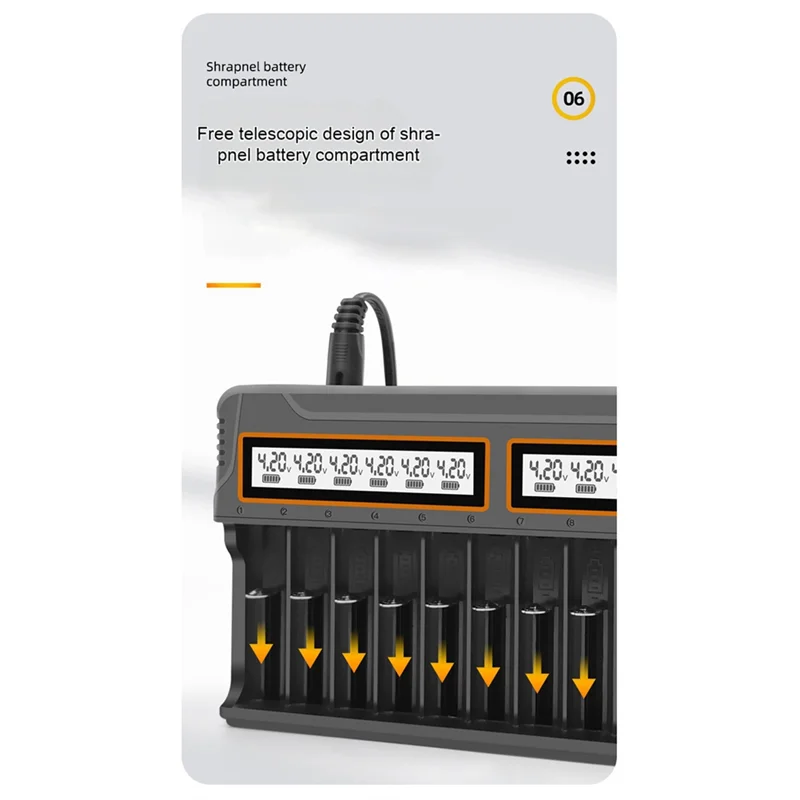 Pengisi Daya SYW-18650 12 Slot Aa.Aaa Pengisi Daya Universal Pintar Baterai Nikel Logam Hidrida/Lithium dengan Tampilan US-Plug
