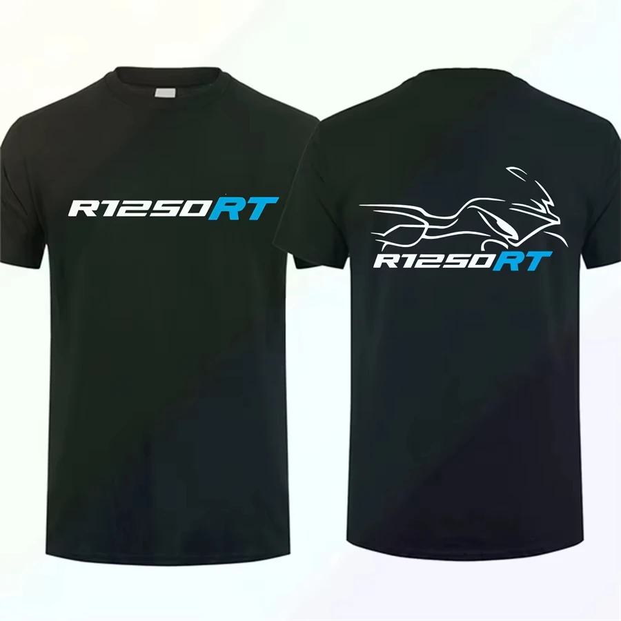 

New Double Sided Print Street Cotton Biker T-shirt Men's Black Short Sleeves Men Vintage Casual Cotton Loose Graphic T-shirt