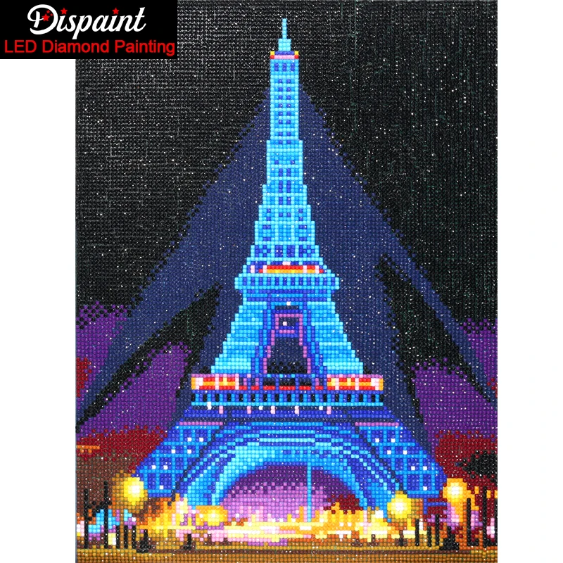 Dispaint LED Light Full Round Drill 5D DIY Diamond Painting 