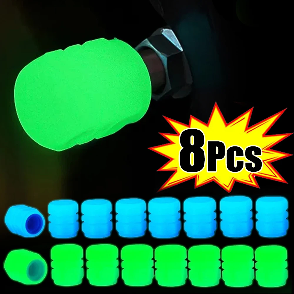 

Car Tire Luminous Valve Caps Tire Hub Nozzle Night Glowing Cap Decor Motorcycle Bike Tyre Hub Valves Stem Fuorescent Caps