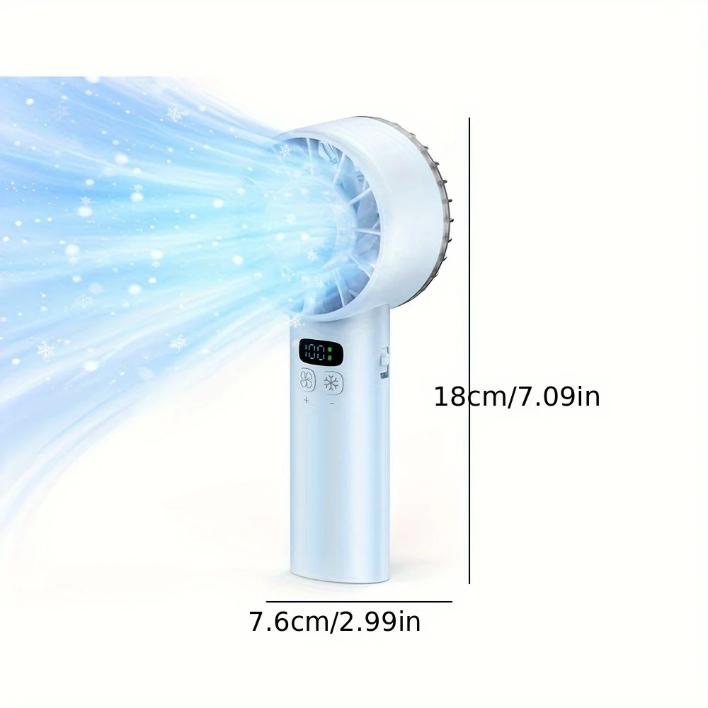 مروحة محمولة بقدرة 5200 مللي أمبير في الساعة مع تبريد ثلج مزدوج، مروحة USB قابلة لإعادة الشحن عالية السرعة، تصميم قابل للطي للاستخدام الداخلي والخارجي