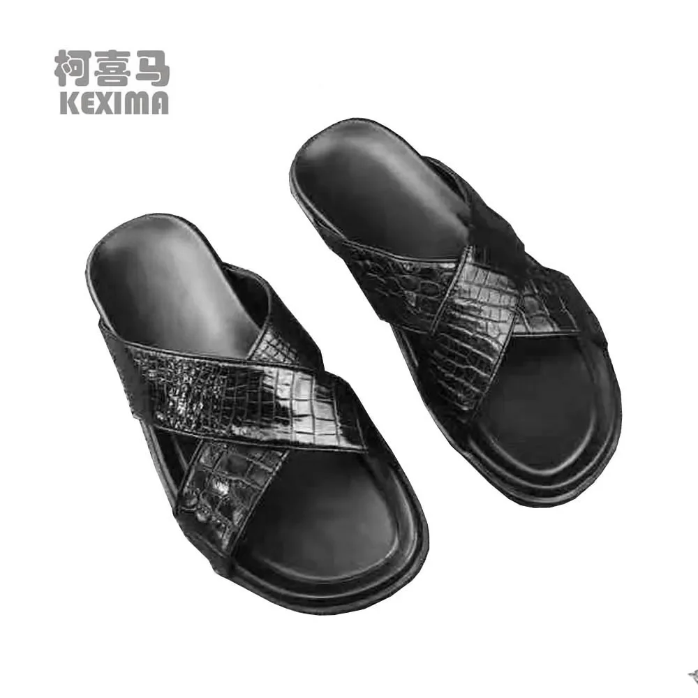 ourui men slippers men crocodile leather slippers male crocodile slippers summer  fashion