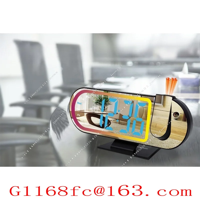 Creative LED Colorful Atmosphere Light Digital Projection Bedroom Study Living Room Intelligent Electronic Clock