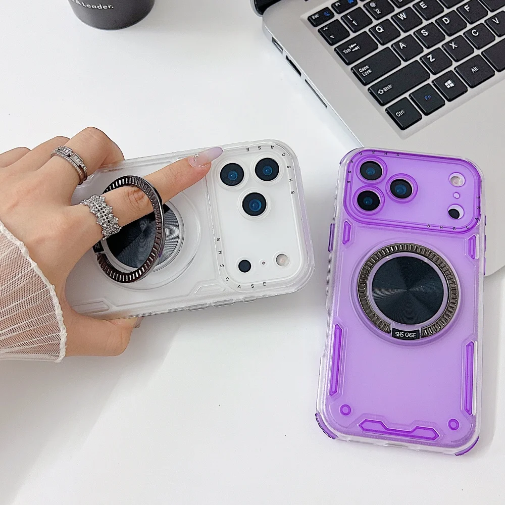 

360 Transparent Mech Magnetic Bracket For iPhone 17 Air 16 Plus 15 14 13 Pro Max 12 11 For Magsafe Magnetic Phon Case anti drop