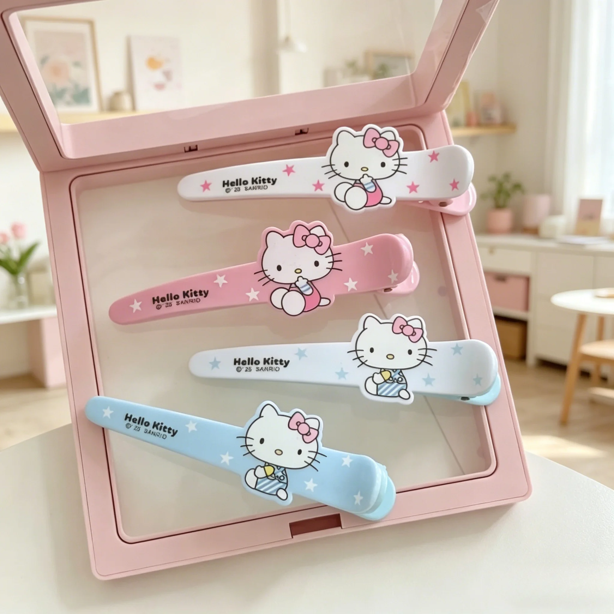 

Milk Blue KT Cat Pointed Nose Clip Sweet Girl Heart Bangs Side Clip Cute Cartoon Decorative Hair Accessories for Female Students