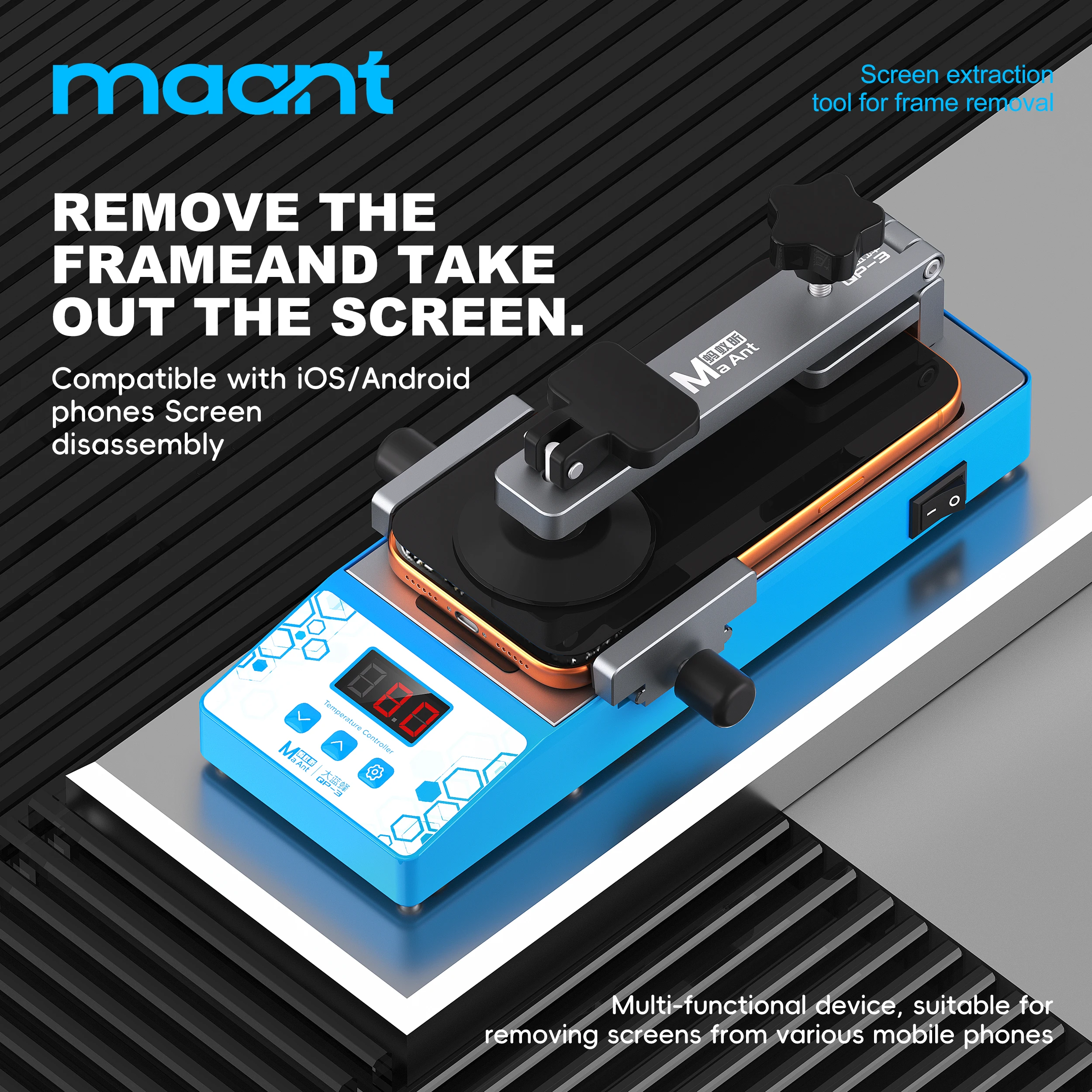 MaAnt QP-3 Mobile Phone Screen Heating and Screen Removal Tool with Strong Suction Cup, Adjustable Temperature from 25~130℃