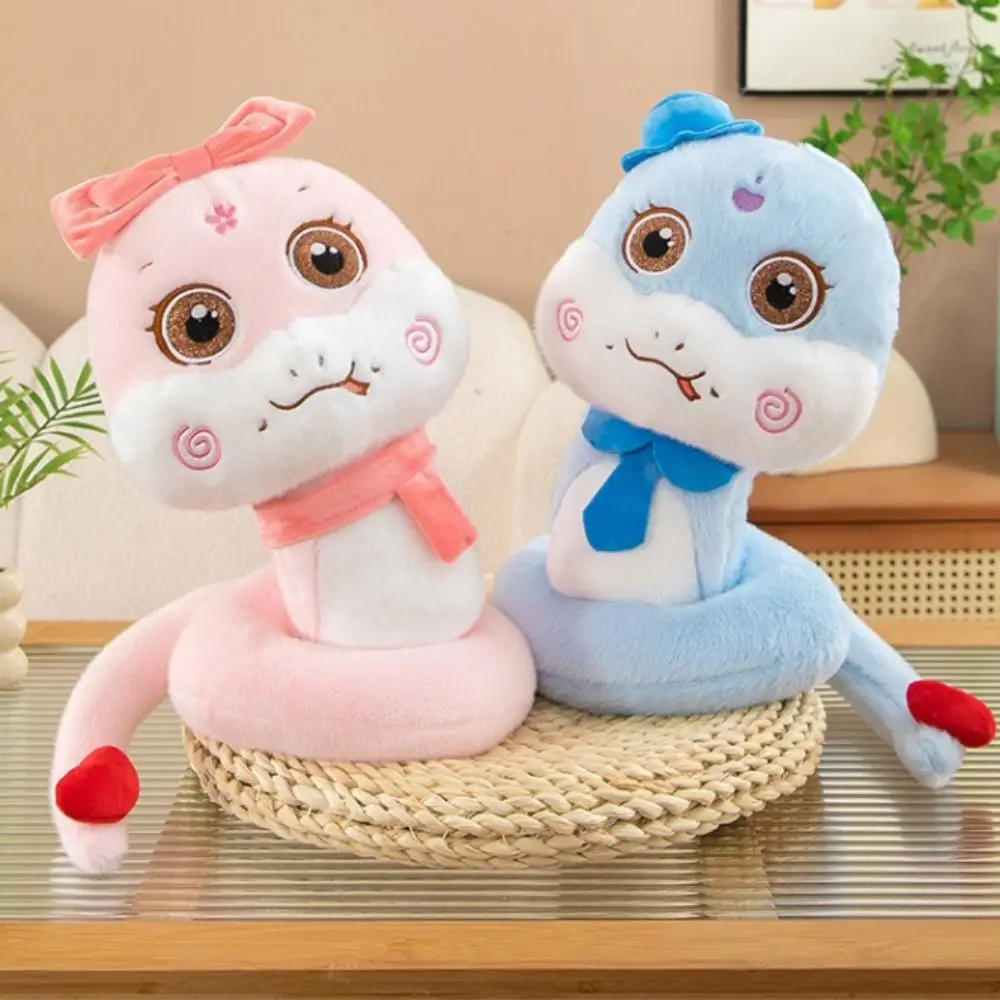

Big Eyes Snake Year Plush Toy Chinese Style Hat Wealth Snake Year Mascot Toy PP Cotton Blessing Lucky Snake Doll Keychain