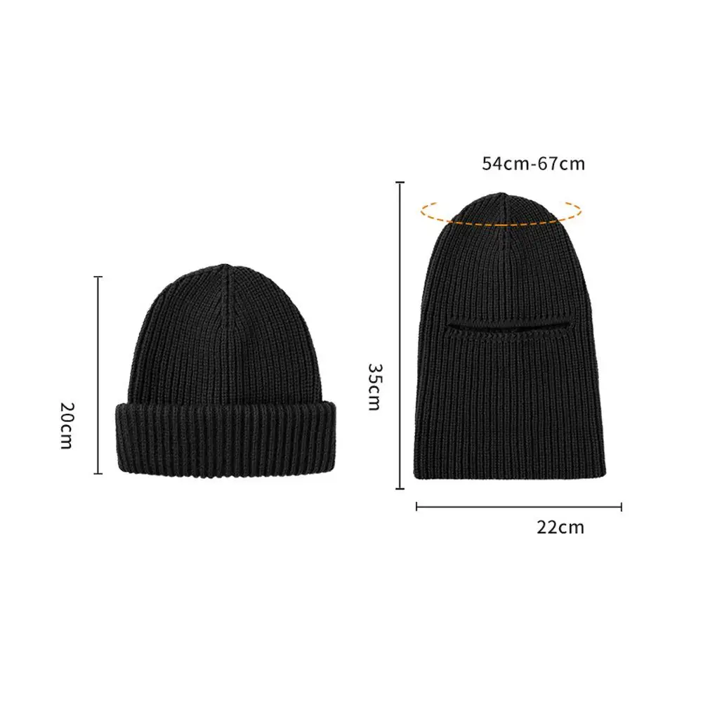 Winter Balaclava Hat Outdoors Knitted Full Beanies Cap Skiing Black Cycling Plush Sport Men Masks Women Cold-proof Knitted