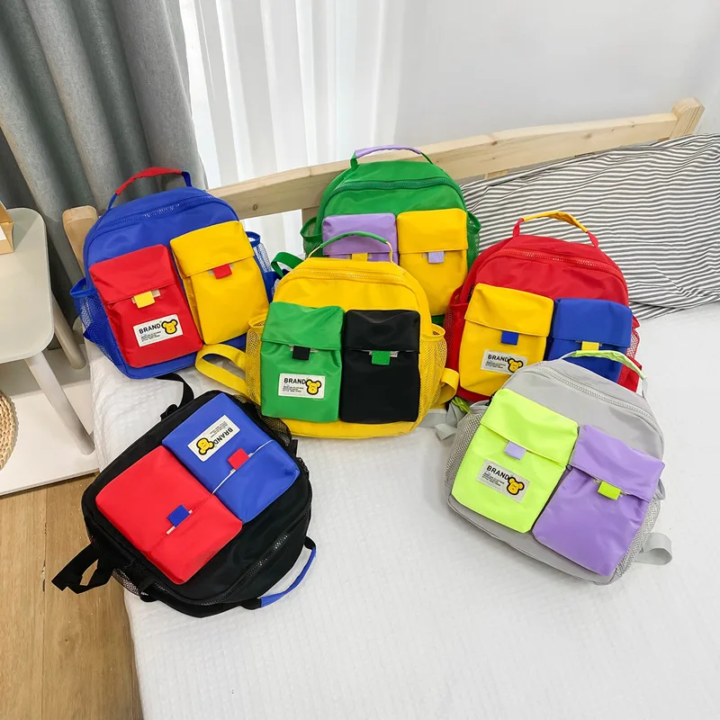 Children School Backpack Simple Canvas Bag for Boys Girls Lightweight Backpacks 2024 Kindergarten Schoolbag Kids Bags