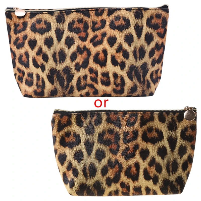 Travel Cosmetic Bag Leopard Printed Pattern Makeup Case Pouch Toiletry Organizer LX9F