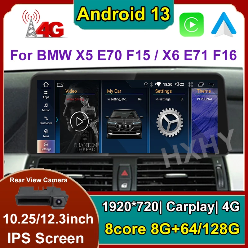 

12.3inch Android 13 Car DVD Player For BMW X5 E70 X6 E71 2007-2017 CCC CIC NBT System Multimedia Radio GPS Navi Audio Carplay