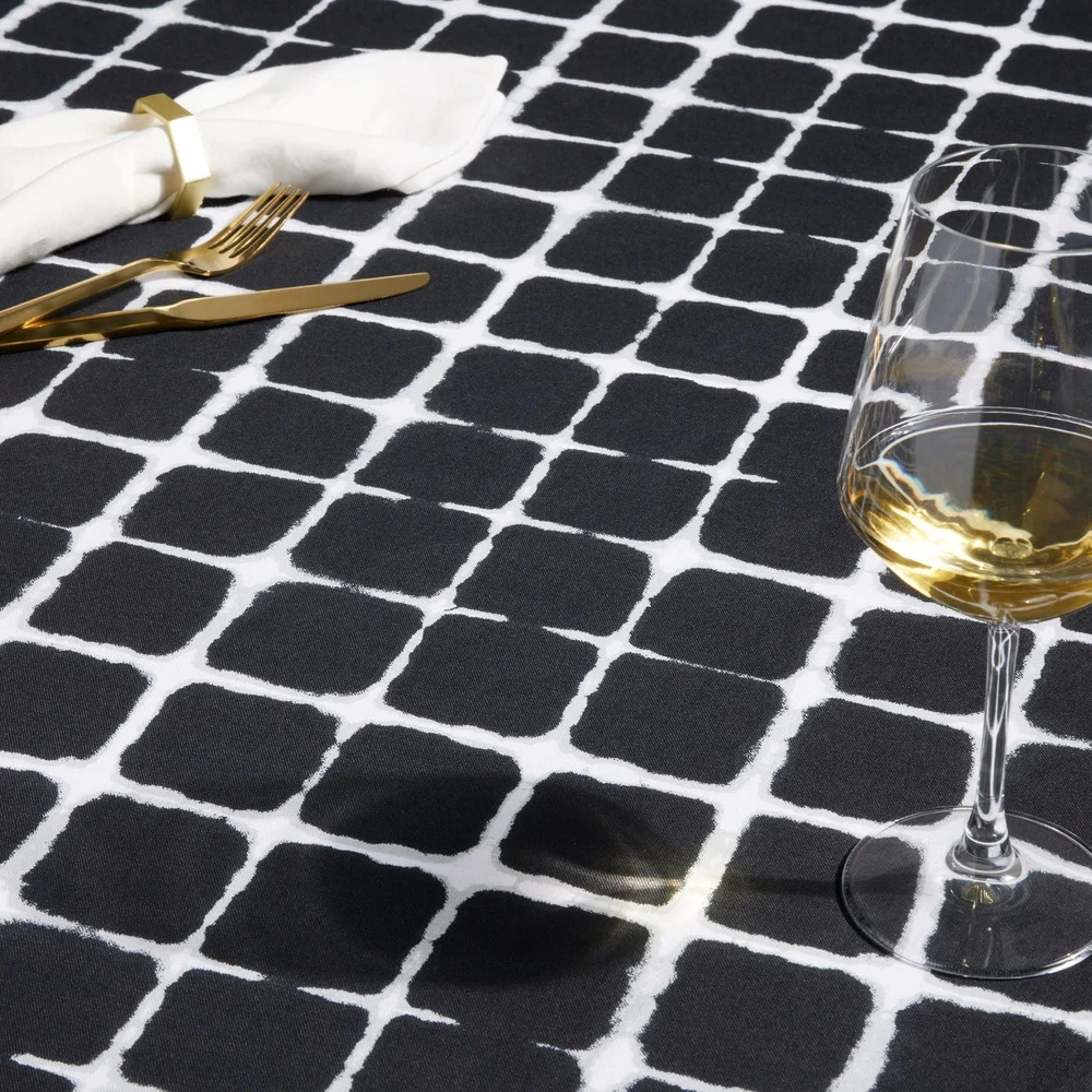 2 Pack Shibori Fabric Tablecloth Elegant Cotton Polyester Blend Easy Care Machine Washable Dining Table Cover 60W x 84L