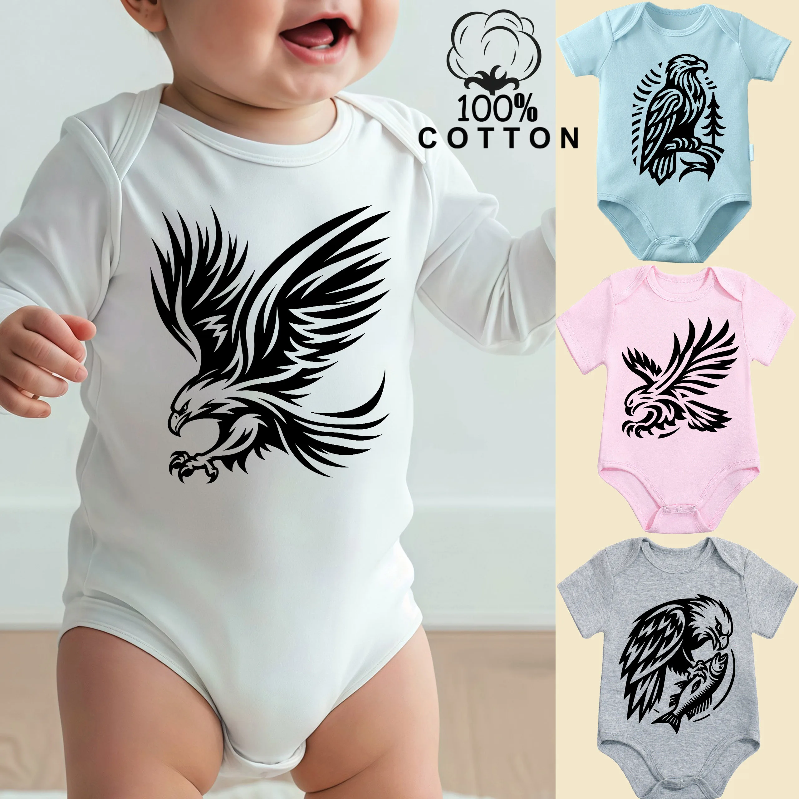 

Комбинезон из 100% хлопка с принтом «Мудрый орёл с острыми глазами», удобная одежда для малышей, комбинезон для новорожденных от 0 до 12 месяцев