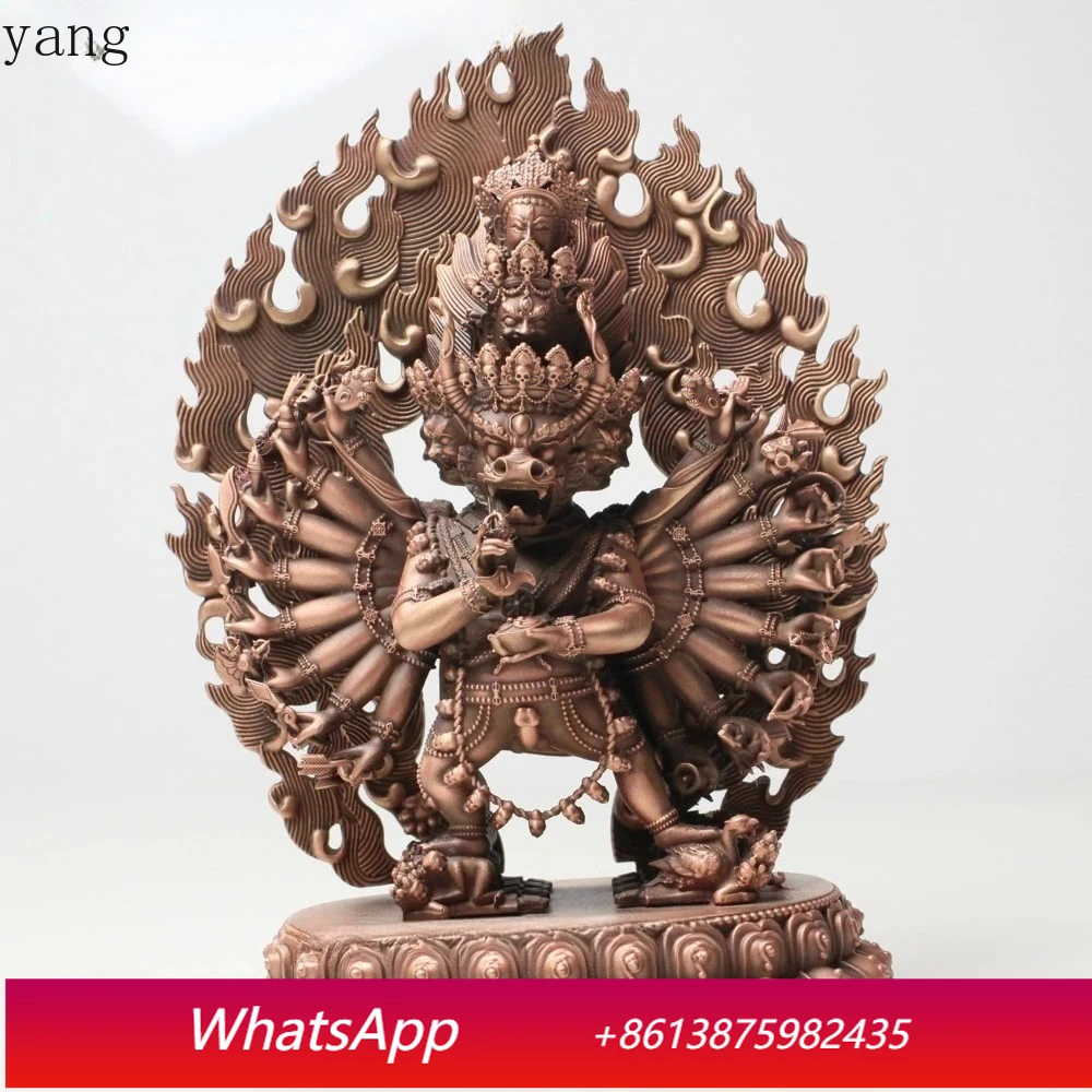 CX Red copper carving Single Yamantaka  buddha statue exquisite sculpture,27cm,15cm