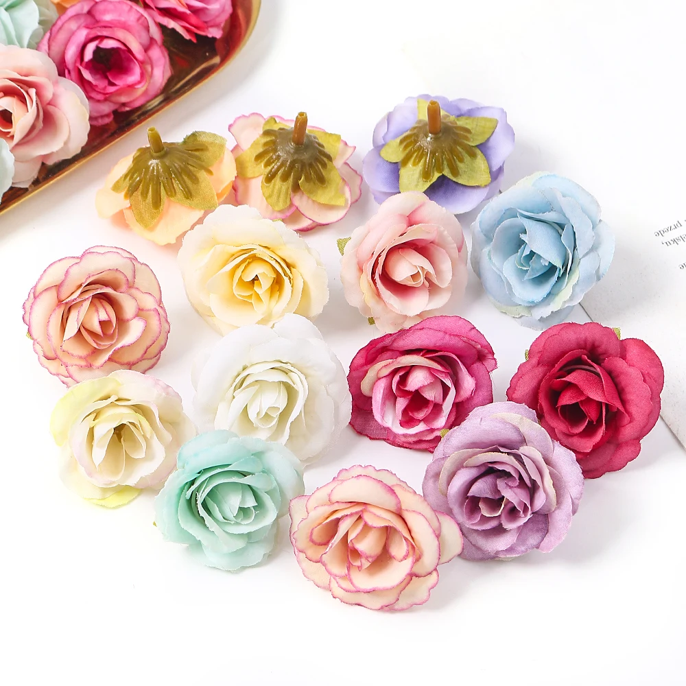 10Pcs Artificial Roses Flowers Silk Flower Head Wedding Home Decor Accessories DIY Birthday Party Scrapbooking Craft Floral