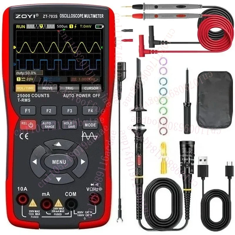ZT-702S, ZT225 2In1 Digital Oscilloscope Multimeter Real Time Sampling Rate 48MSA/s TrueRMS 1000V Professional Tester 2.8 Screen