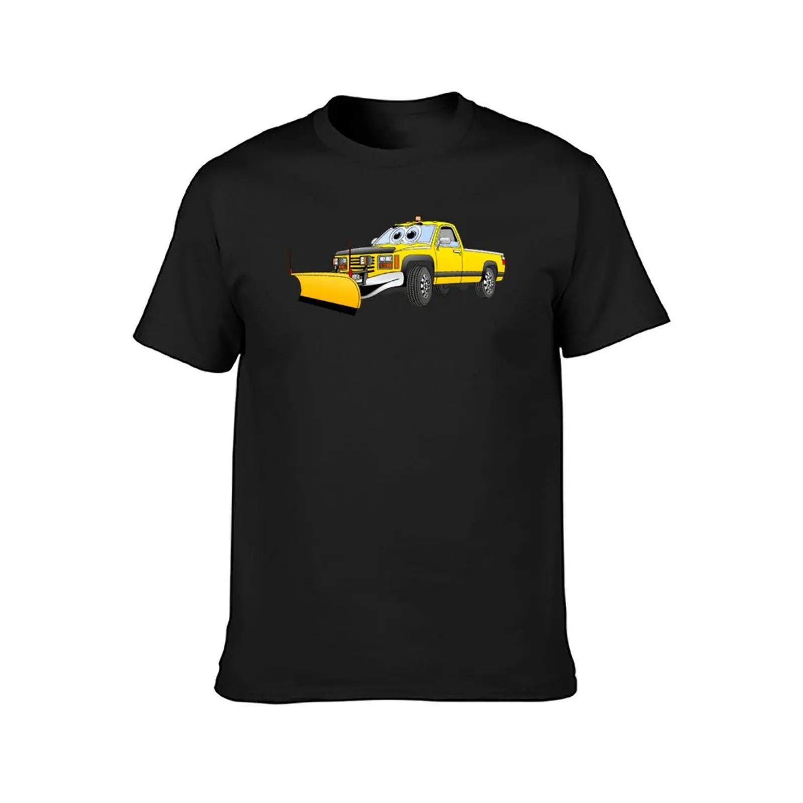 Yellow Y Pick Up Truck Snow Plow Cartoon T-Shirt quick drying summer top mens white t shirts