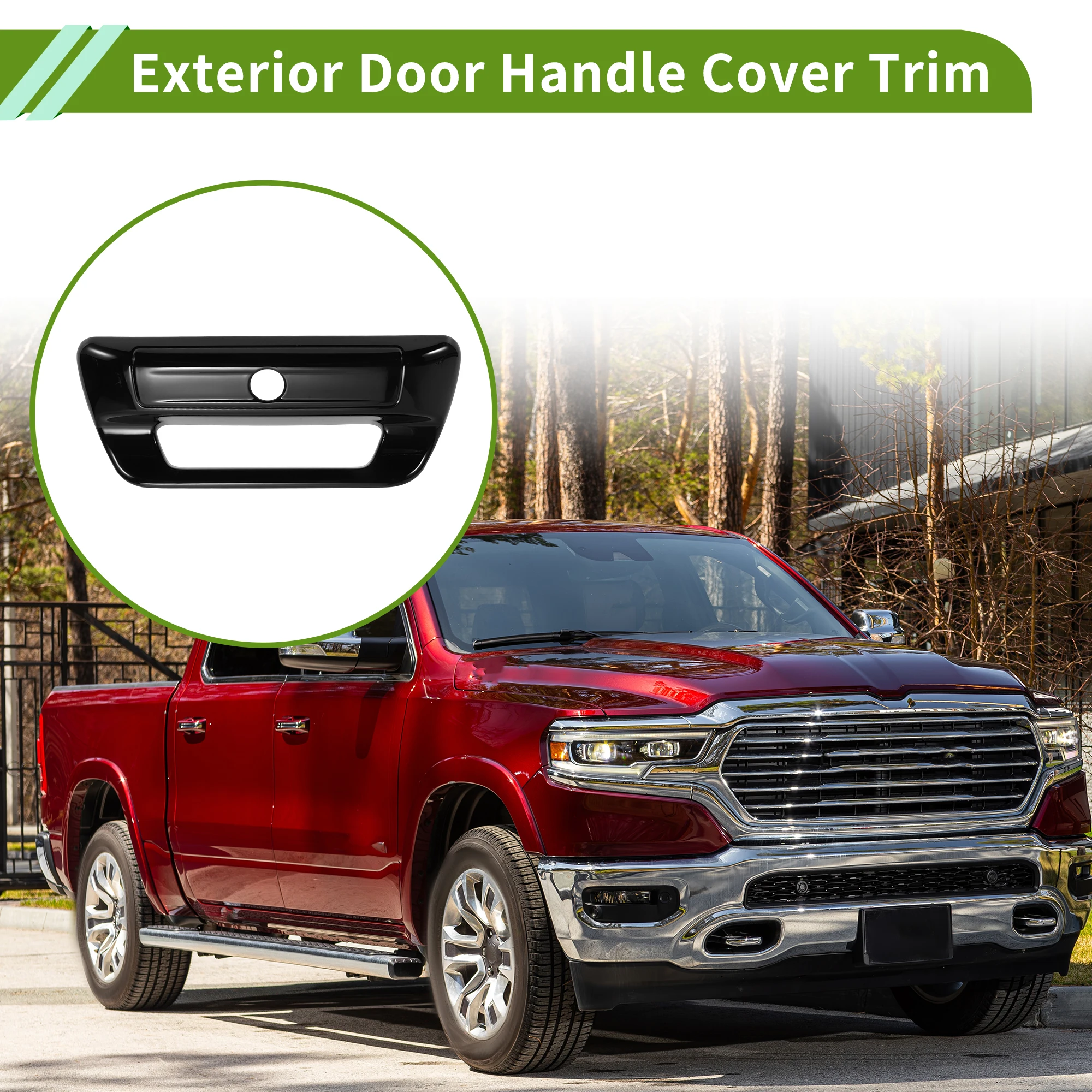

UXCELL Exterior Door Handle Cover Trim Tailgate Door Handle Cover for Dodge for Ram 1500 2500 3500（with Camera Hole） 1Set