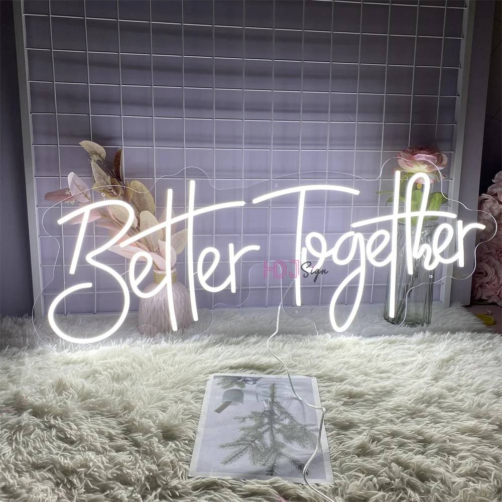 Better Together Neon Led Sign Bedroom Wedding Birthday Decoration Night Lights USB Boardsign Sign Room Wall Party Decor