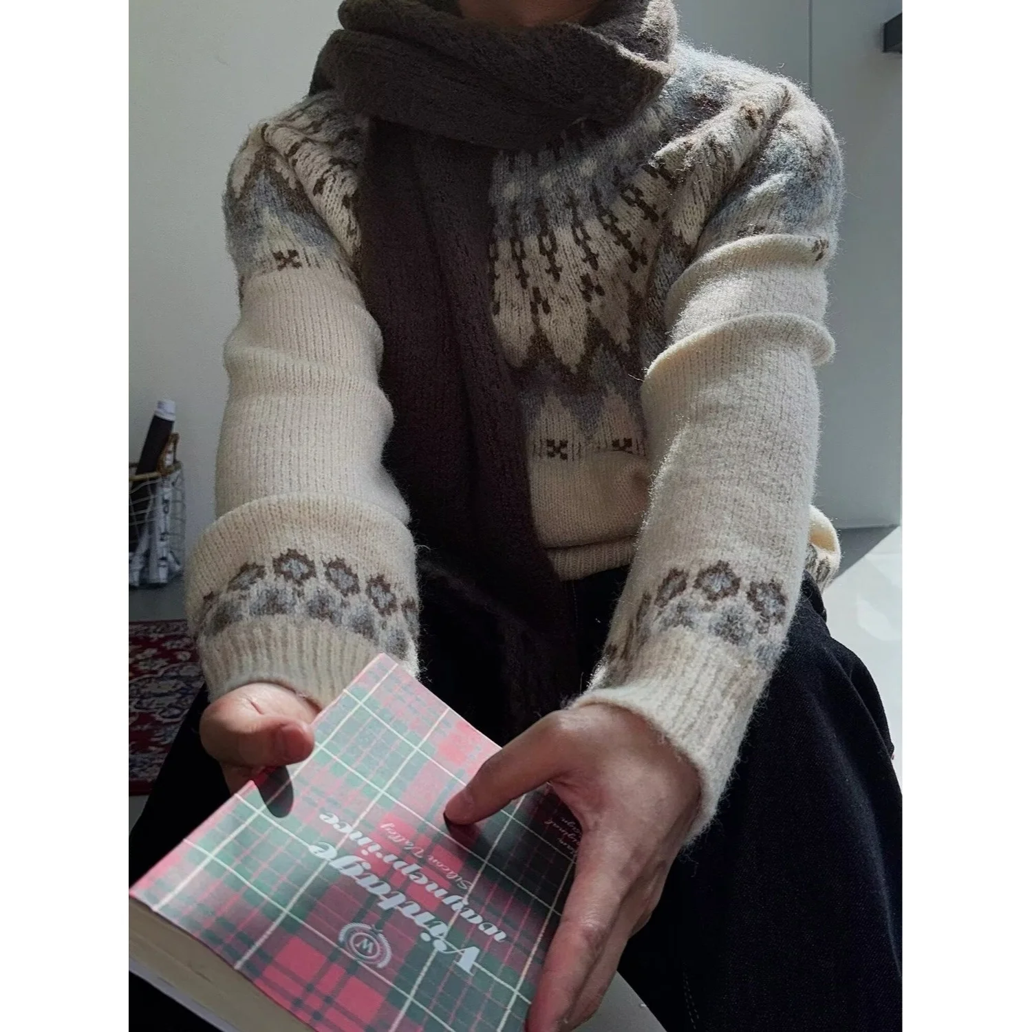 長袖セーター シンプル ファッション アーティスティック 多用途 和風 怠惰 インス 原宿 新しい 人気 文化的 男性 女性 ユニバーサル