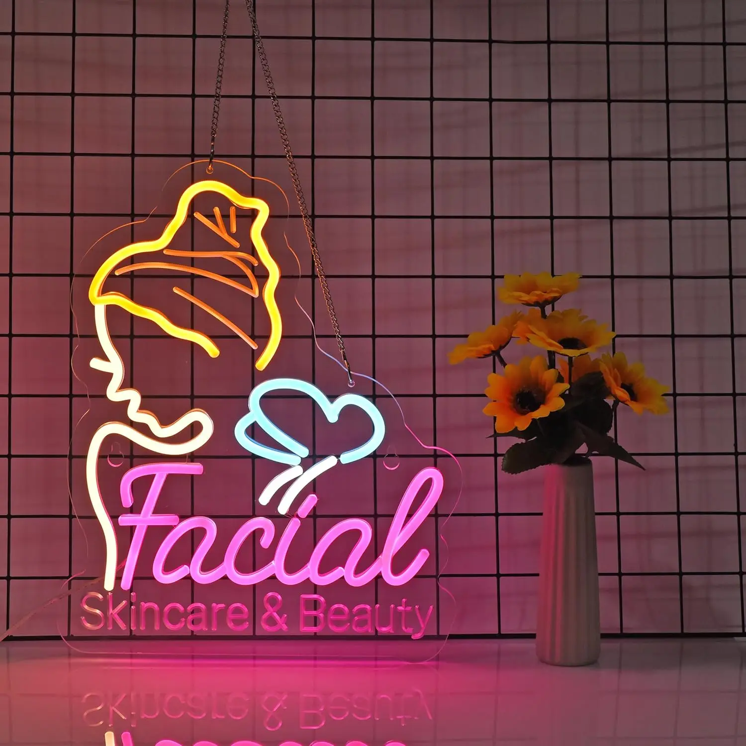 Facial Neon Sign LED Neon Light Sign Wall Art Decoration for Business Beauty Makeup Room Spa Hair Salon Lash Lounge Studio