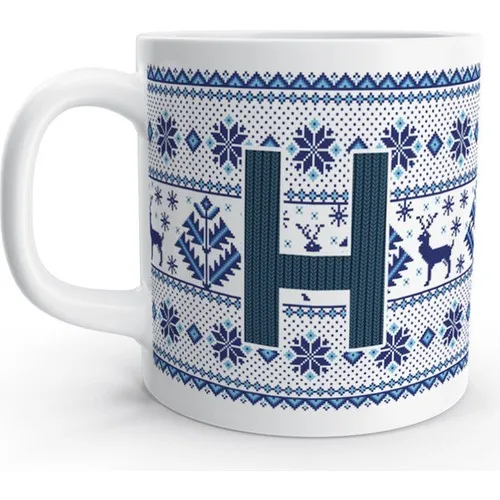 

Rock'n Fox Letter H Winter Nostalgia Christmas Xmas Knitted Design Letter Mug Cup. Letter H, Gift , Tea & Coffee Drinking glass