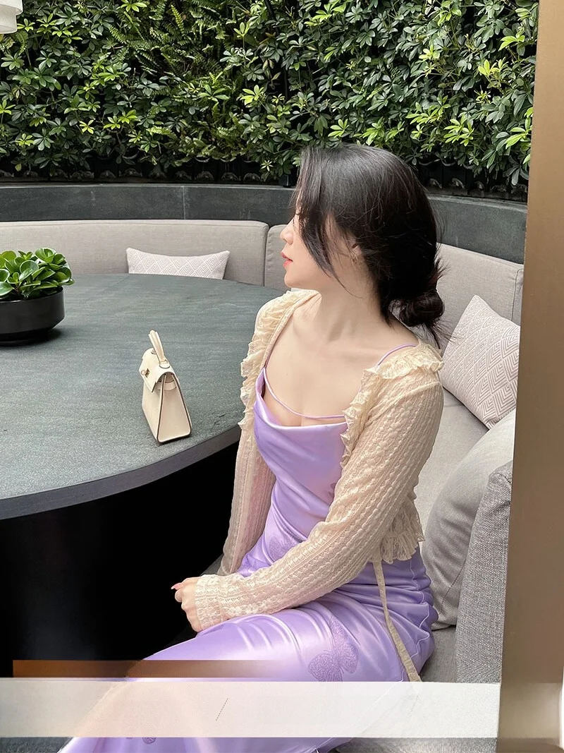 

plus Size Lace ort Sve Long Cardigan Summer New Sle Sun Protection Versatile Fat MM Casual Wear V Ne High Waist Poly...