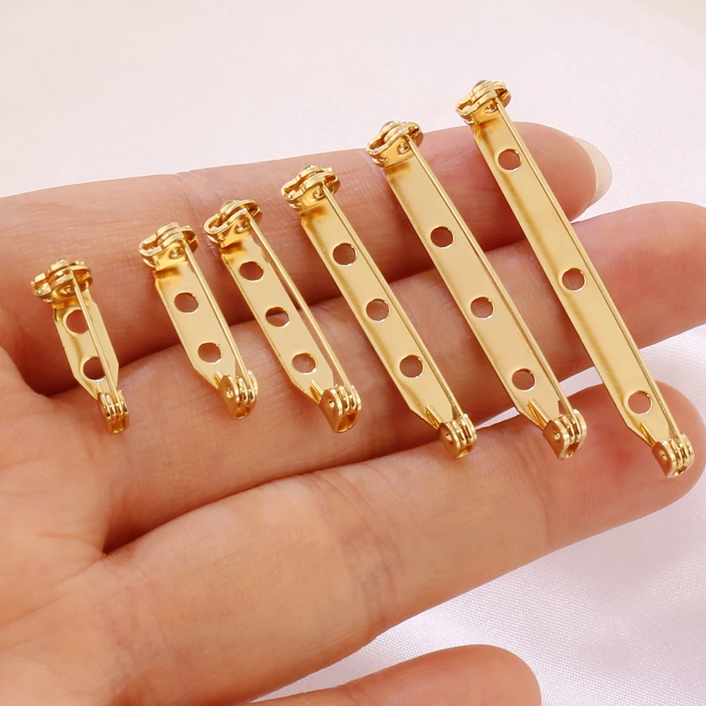 Afbeelding 5: 10 stks 17-45mm Broche Clip Base Pins Zilver/Goud Kleur Blank Safe Lock Broche Pin Base Badge houder Voor DIY Sieraden Maken