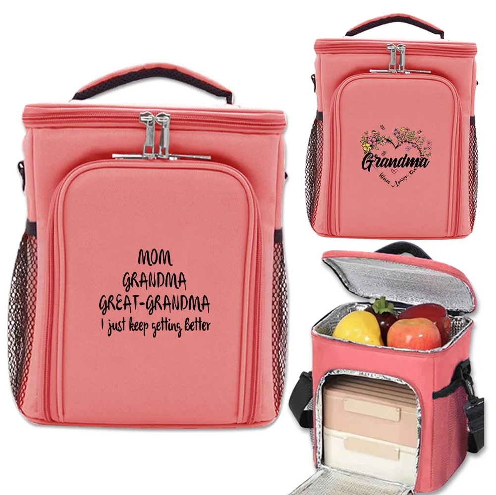 

Портативный термоконтейнер для еды на открытом воздухе, органайзер для кемпинга и пикников, серия с принтом «Бабушка», многоразовая дорожная сумка-холодильник