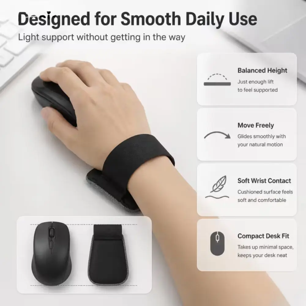Light Weight Ergonomic Wrist Rest Cloth Anti Slip Mouse Cushion Comfort Touch Thick Wrist Support Daily