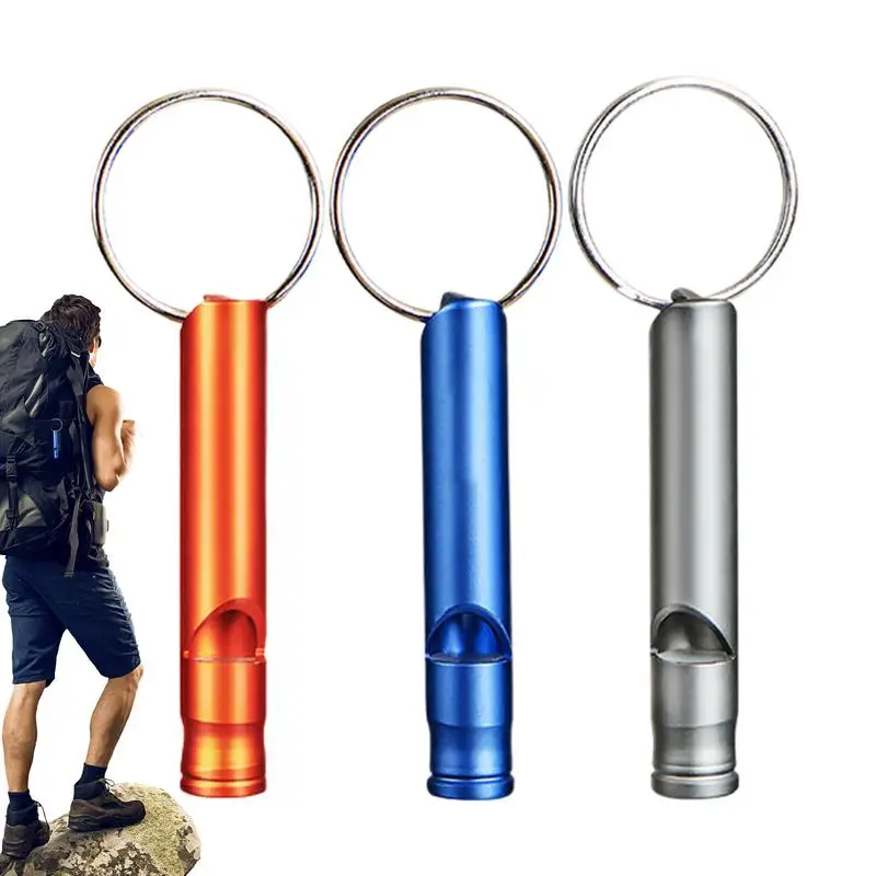 Camping Survival Whistle 120dB Safety Whistle Aluminum Alloy Survival Whistle 3 Pieces Portable Loud Crisp Sound Survival