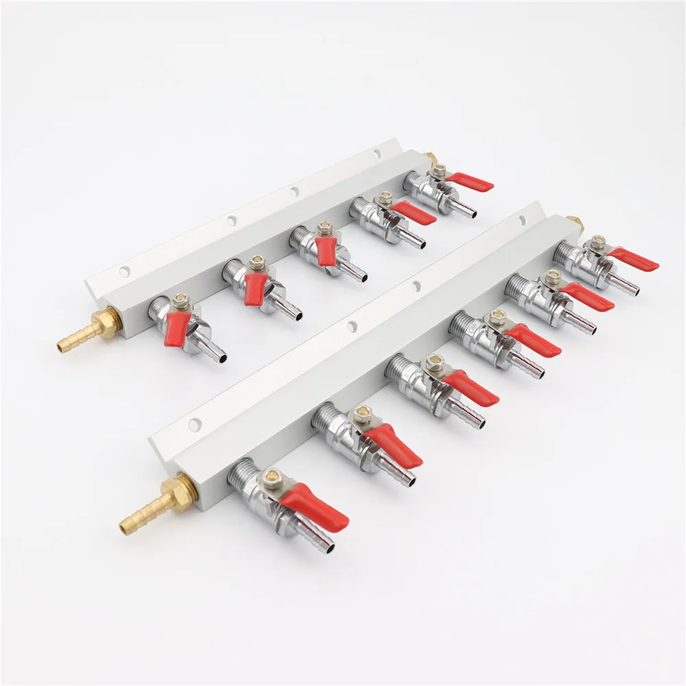 5 Way 6 Way Gas Manifold Distribution Beer Line Co2 Splitter With Check Valves 1/4\'\' Inch Barb For Homebrew Beer Dispenser Tools