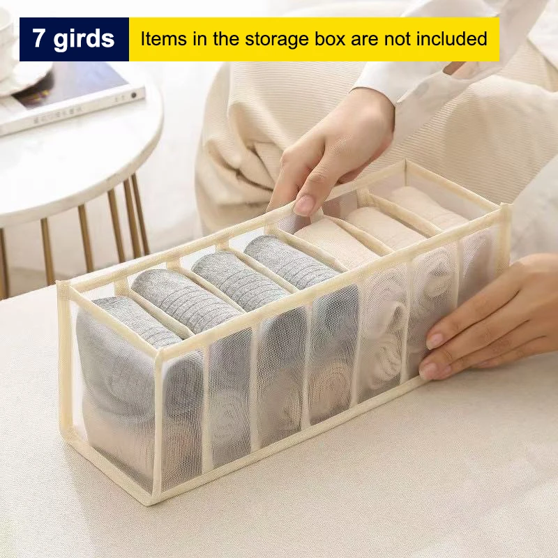 11/7/6 Girds Lingerie Drawer Style Storage Box Home Mesh Sock Organizer Box Wardrobe Dormitory Storage Bag