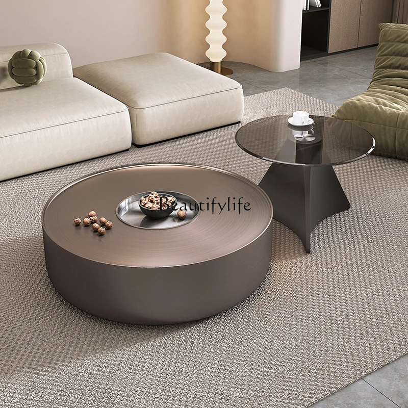 

ld30 high-end large and small round coffee table combination small apartment bronze round coffee table