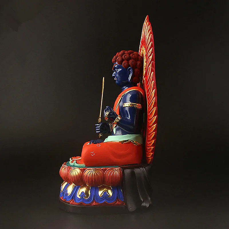 25cm Colored Painted Aryaacalanatha Bodhisattva Buddhist Tibetan Big Keep Safe Auspicious Symbol Home Putting Decorate Statue