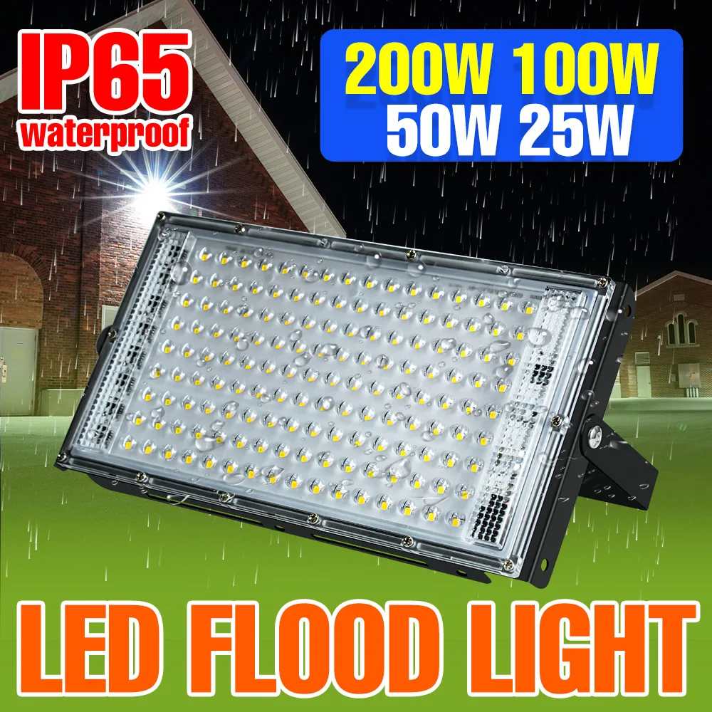 

200W LED Floodlight Reflector Spotlight AC220V Outdoor Waterproof Street Lamp Garden Exterior Wall Light SMD2835 Cold/Warm White